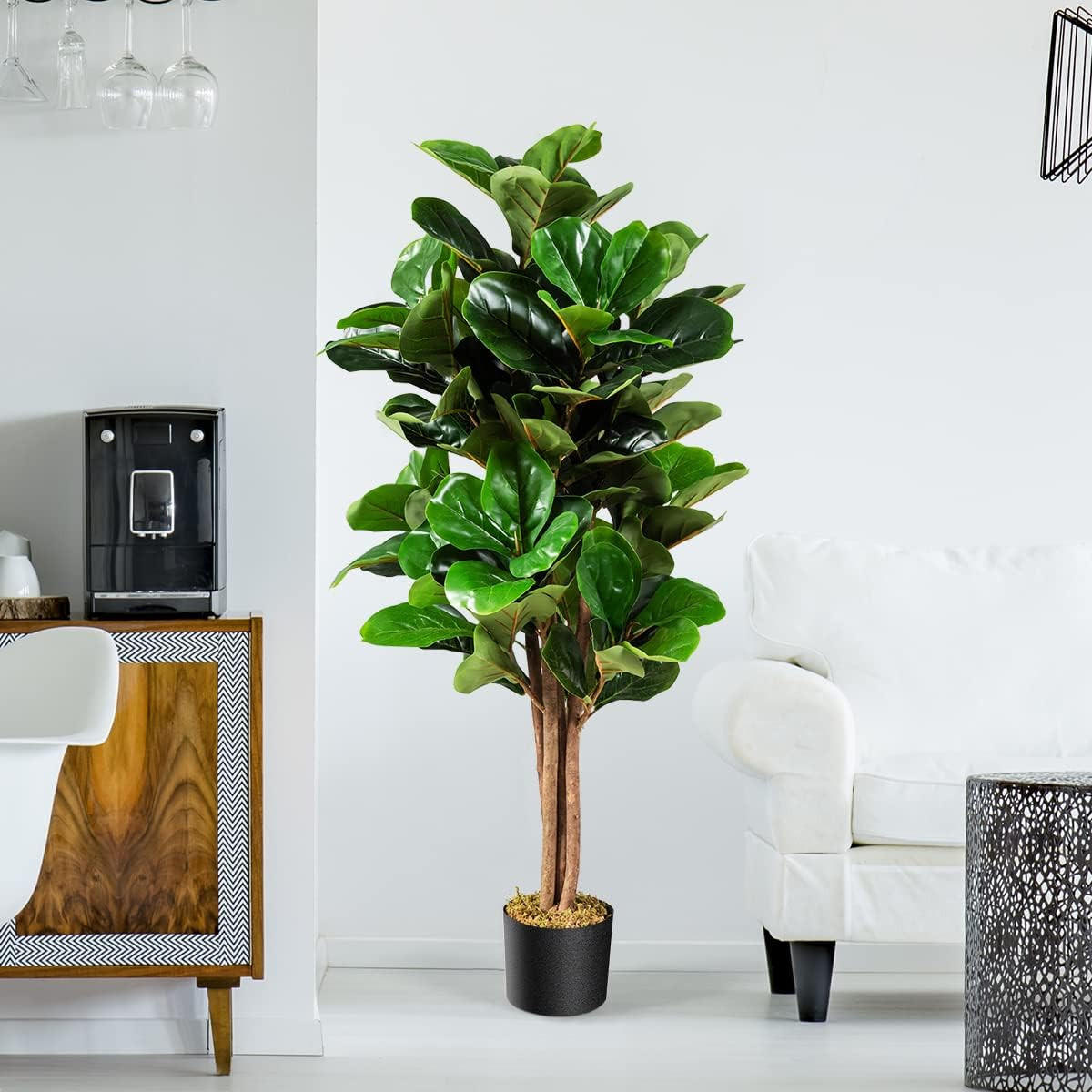 KUNSTLICHER Feigenbaum mit Blumentopf Grün - Grün, Kunststoff (120cm) - COSTWAY