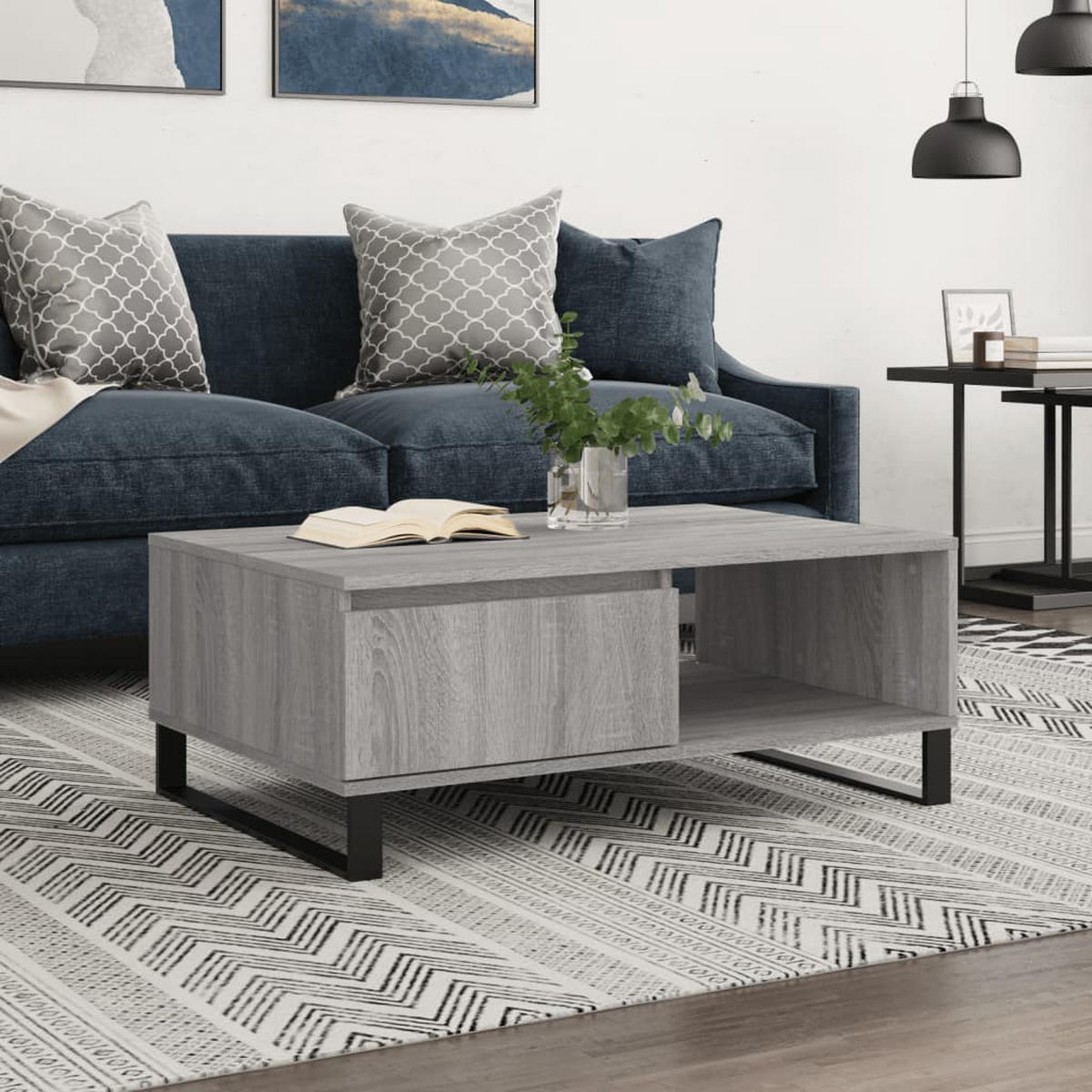 COUCHTISCH Grau Sonoma 90x60x35 cm Holzwerkstoff - Grau, Holzwerkstoff (60/90/35cm) - furnicato