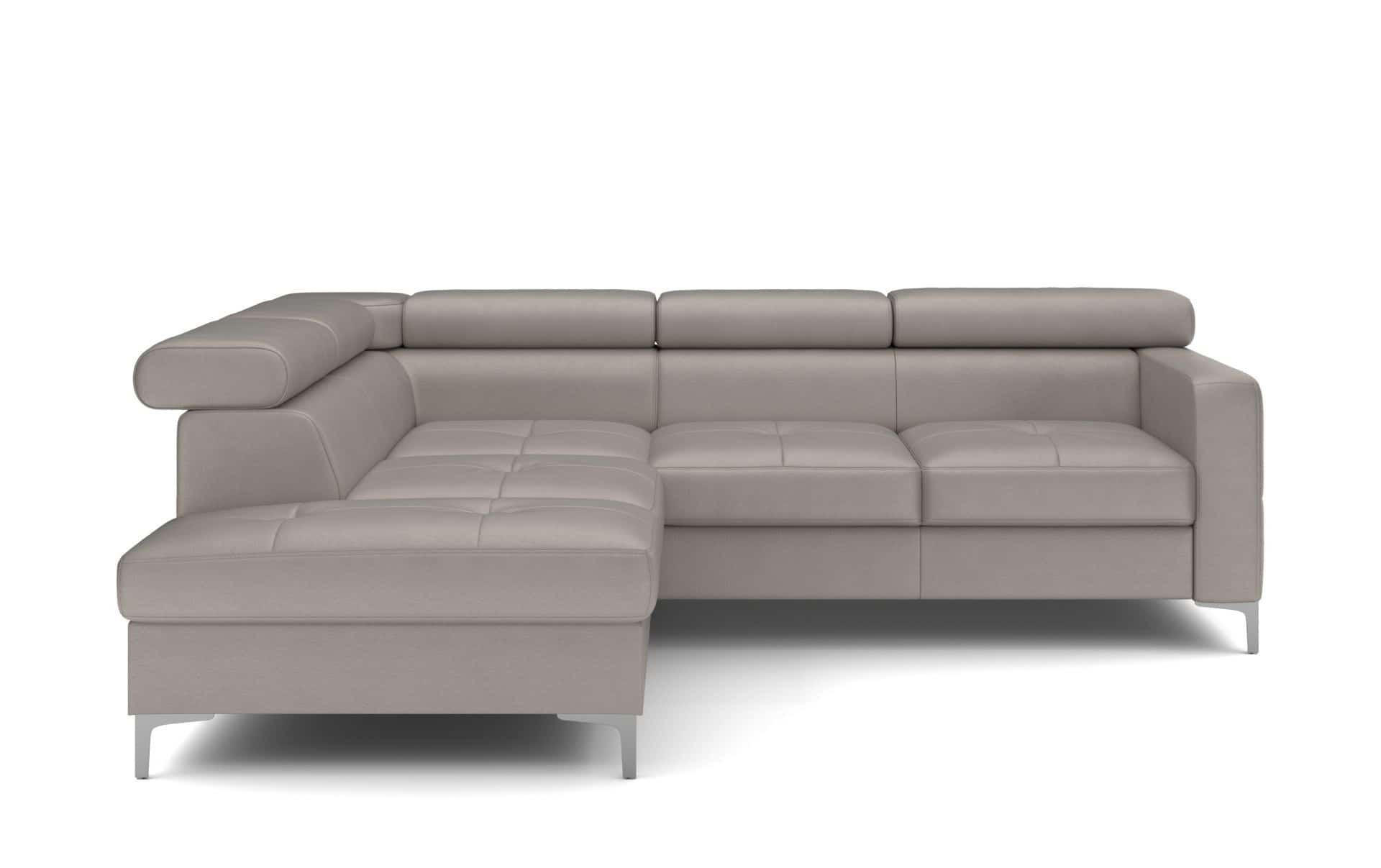 ECKSCHLAFSOFA aus Echtleder mit Schlaffunktion und Bettkasten - Chromfarben/Silberfarben, Leder/Holz (242/207cm) - Cotta