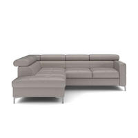 ECKSCHLAFSOFA aus Echtleder mit Schlaffunktion und Bettkasten - Chromfarben/Silberfarben, Leder/Holz (242/207cm) - Cotta