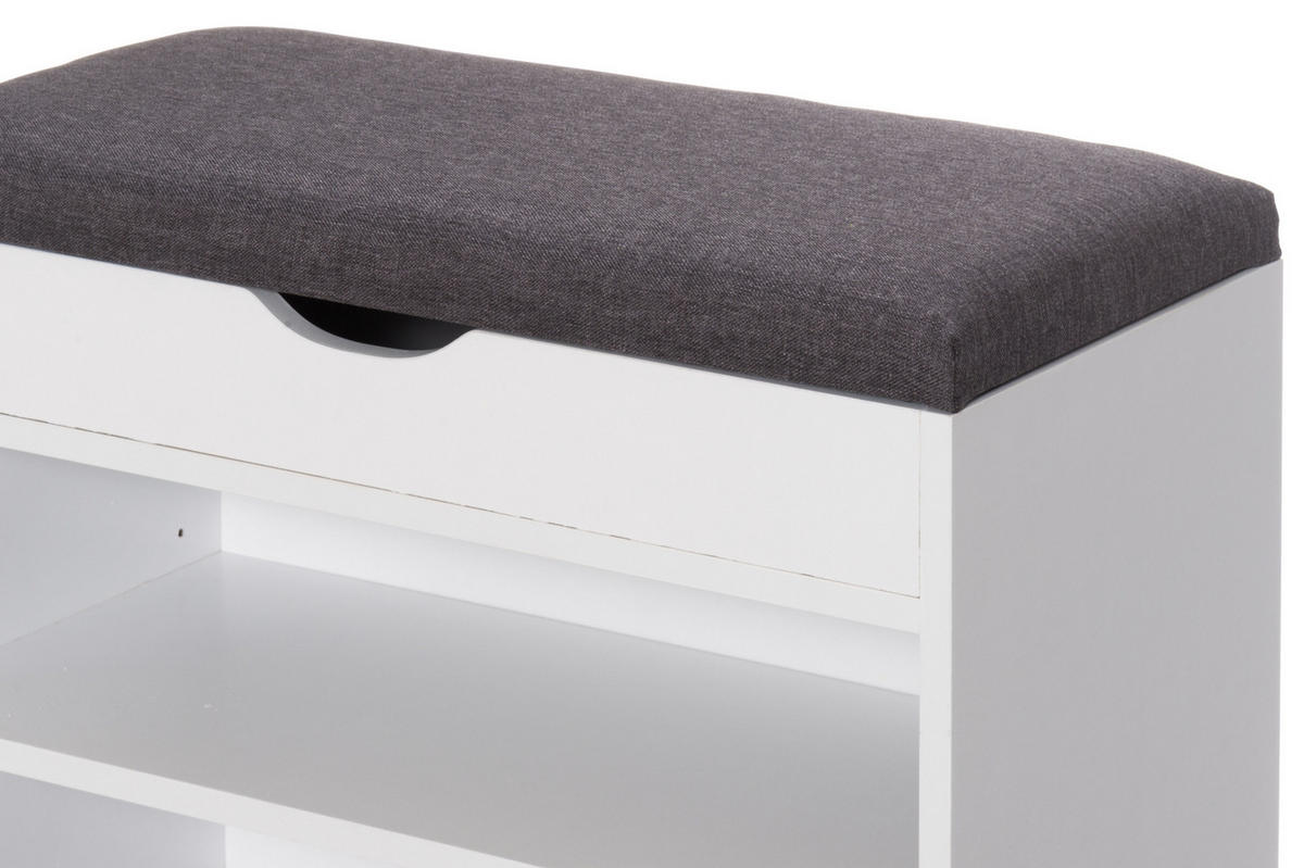 BANK mit Schuhablage 30/60/47 cm - Weiß, Holzwerkstoff (60/47/30cm)