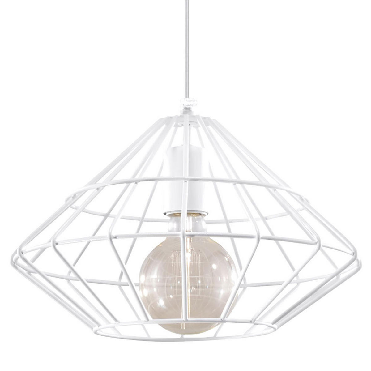 HÄNGELEUCHTE Stahl Weiß Gitteroptik - Weiß, Metall (32/32/100cm)