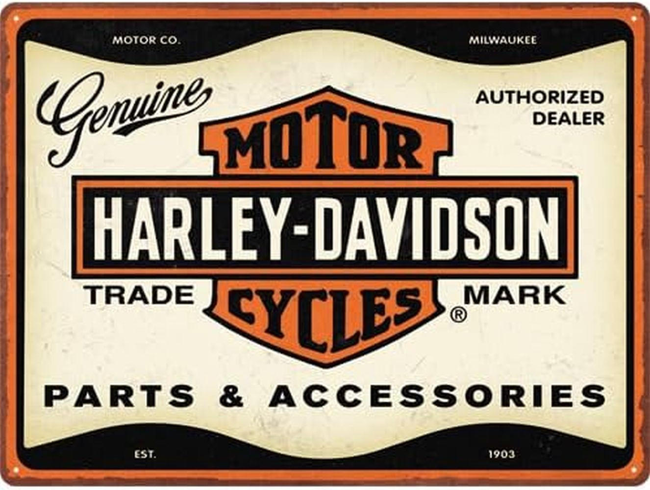 BLECHSCHILD 30/40 cm Harley-Davidson Parts & Accessoires - Multicolor, Metall (40/30/0.2cm) - Nostalgic-Art