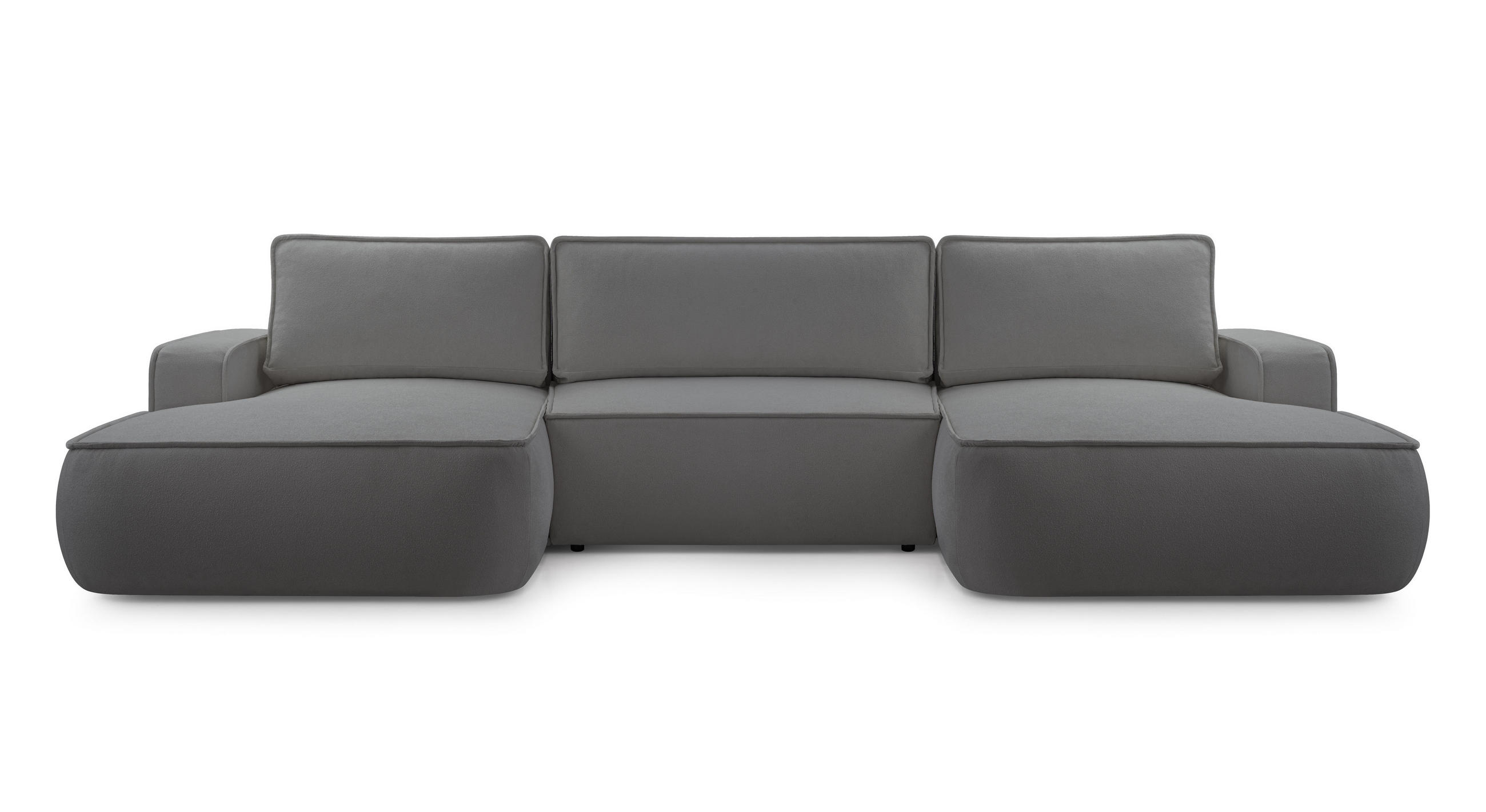 WOHNLANDSCHAFT Ablia Dunkelgrau 364/168/87 cm mit Schlaffunktion - Dunkelgrau/Schwarz, Kunststoff/Textil (364/87/168cm) - AX Living