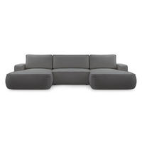 WOHNLANDSCHAFT Ablia Dunkelgrau 364/168/87 cm mit Schlaffunktion - Dunkelgrau/Schwarz, Kunststoff/Textil (364/87/168cm) - AX Living