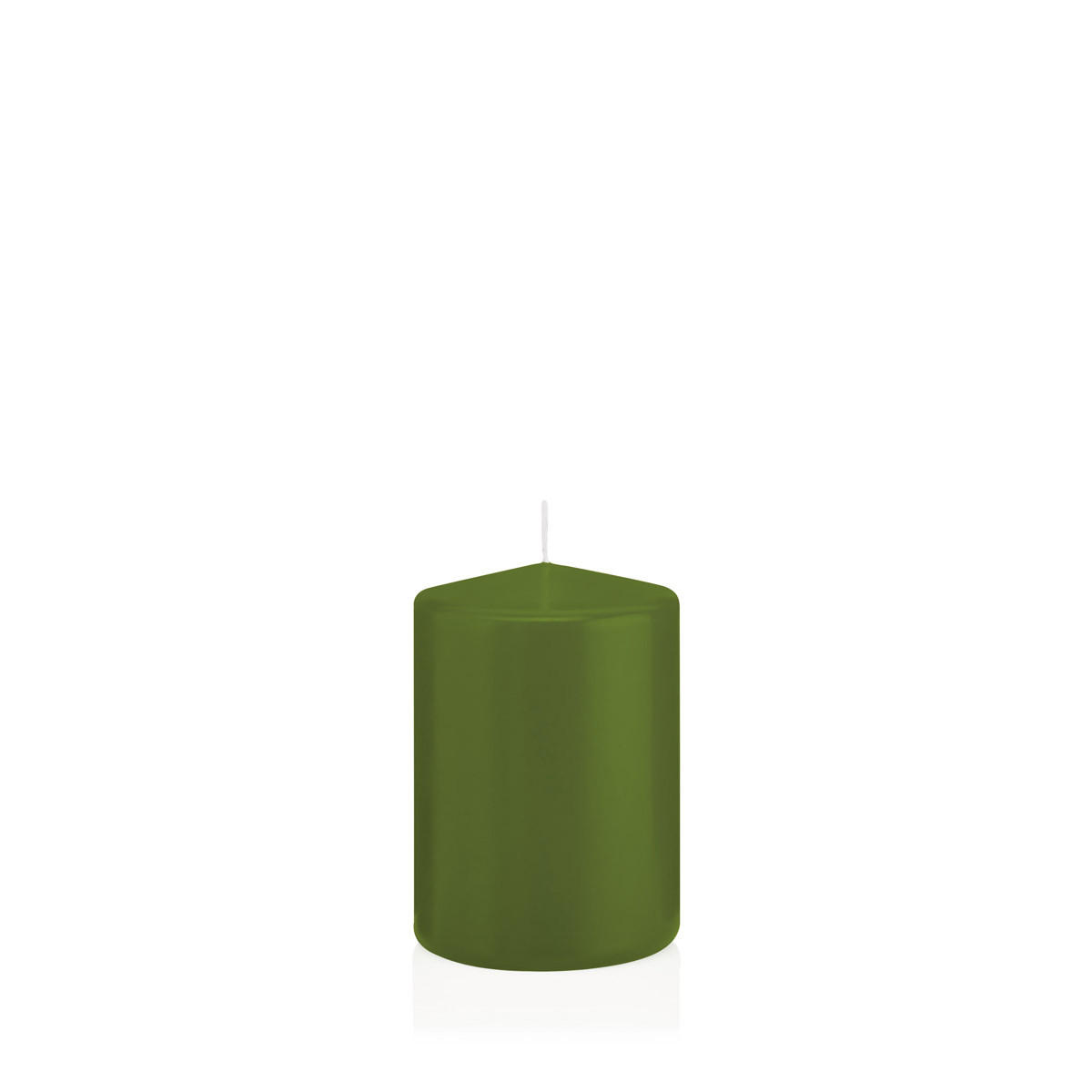 STUMPENKERZEN Olive Ø 68 x 100 mm, 12 Stück - Olivgrün, Paraffin (7/10cm) - Wiedemann Kerzen