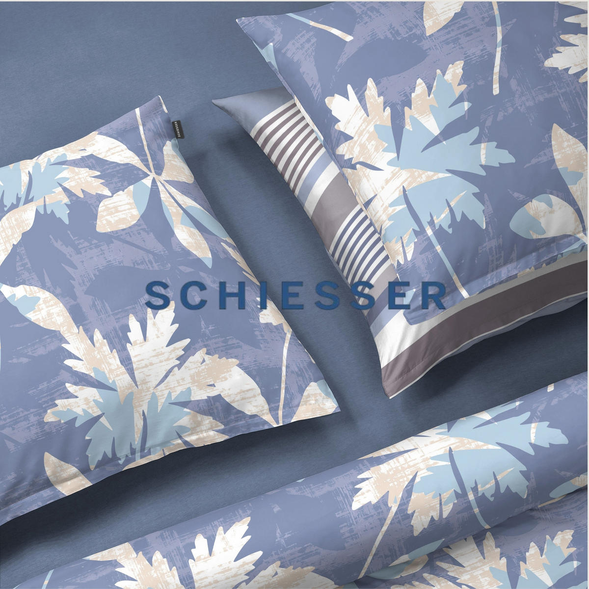 BETTWÄSCHESET Hoops - Baumwollsatin - 2-teilig - 135 x 200 cm - Blau - Blau, Textil (135/200cm) - SCHIESSER