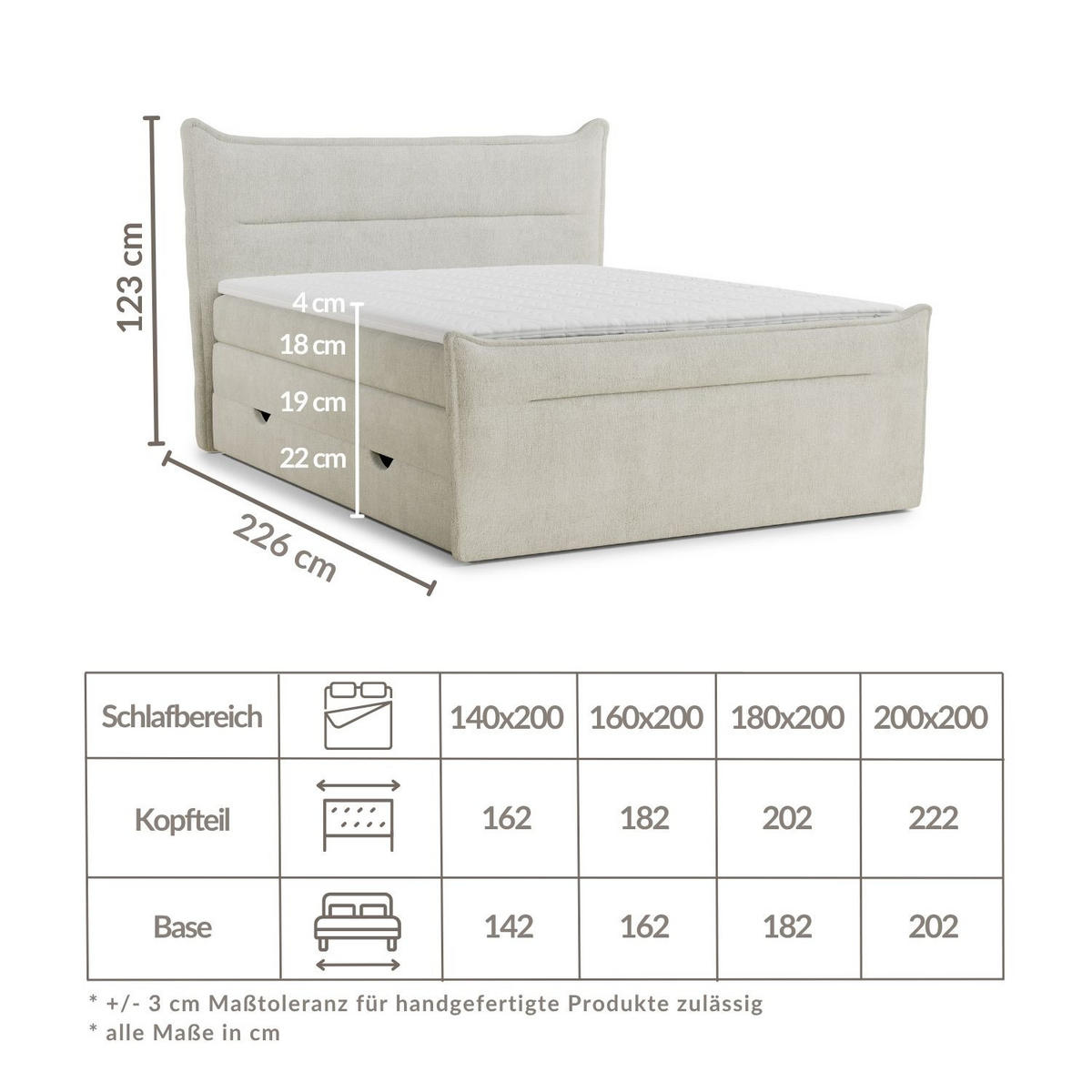 BOXSPRINGBETT Pelino 200/200 cm, in Braun, Bettkasten, Matratze, Topper - Schwarz/Braun, Holz/Holzwerkstoff (200/200cm) - Maison de Reve