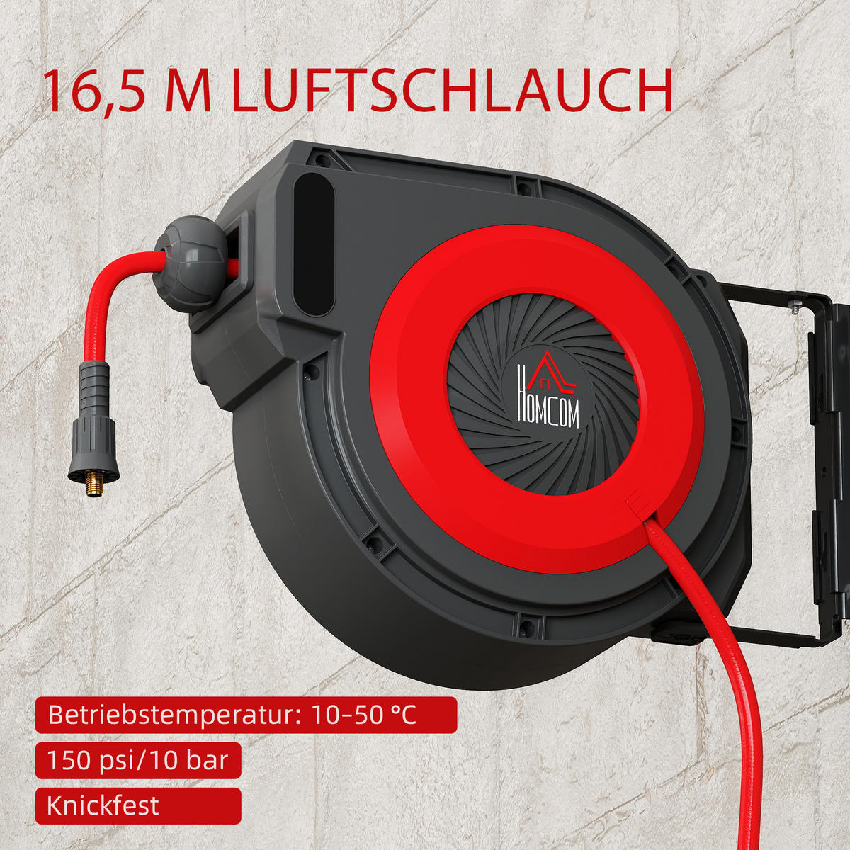 AUTOMATIK Druckluftschlauchtrommel 15m+1,5m Druckluftschlauch, max. Druck: 10Bar - Multicolor, Kunststoff (20/36/37cm) - HOMCOM