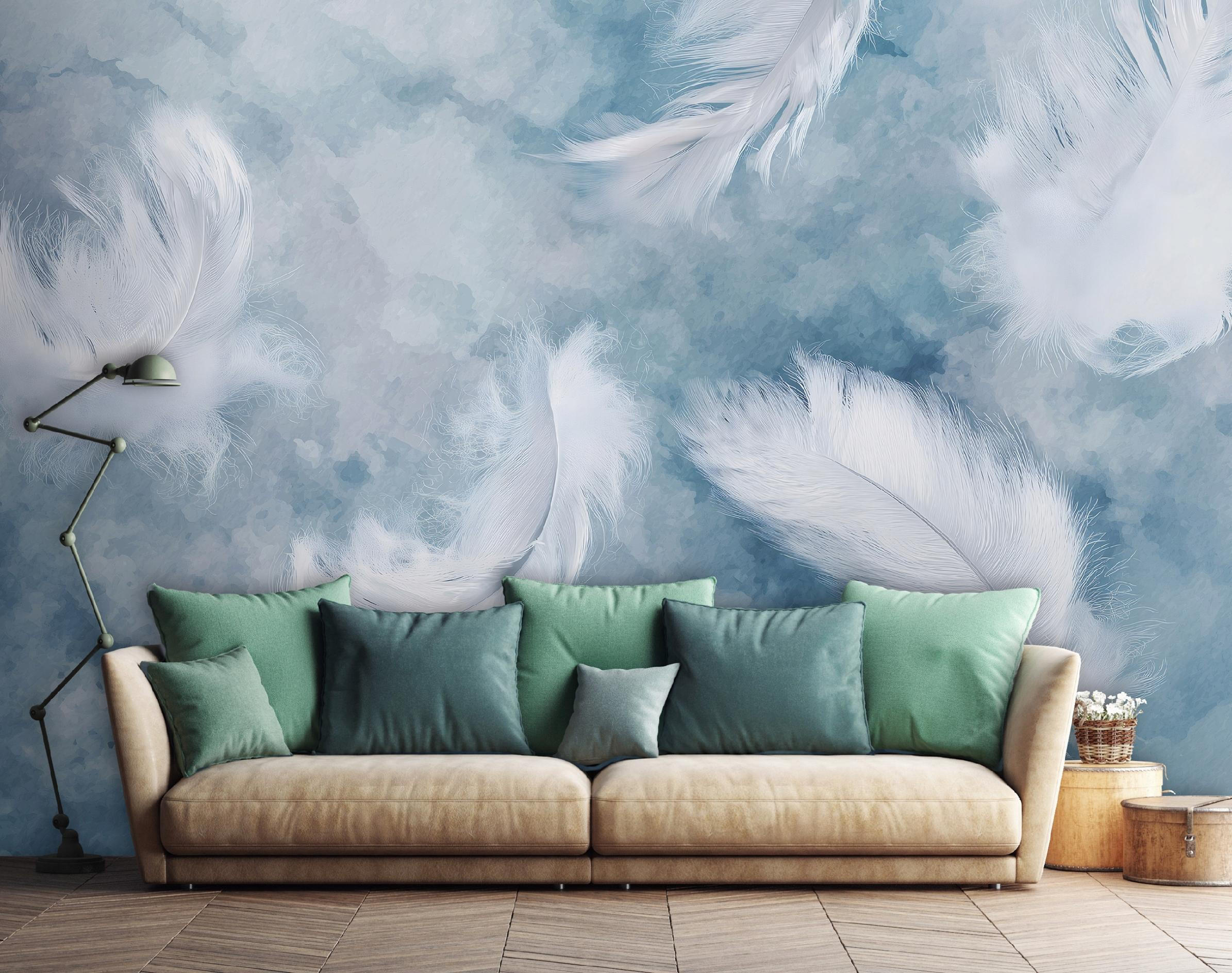 FOTOTAPETE Federn Abstrakt Blau 400x280 cm - Multicolor, Papier (400/280cm) - Wallarena