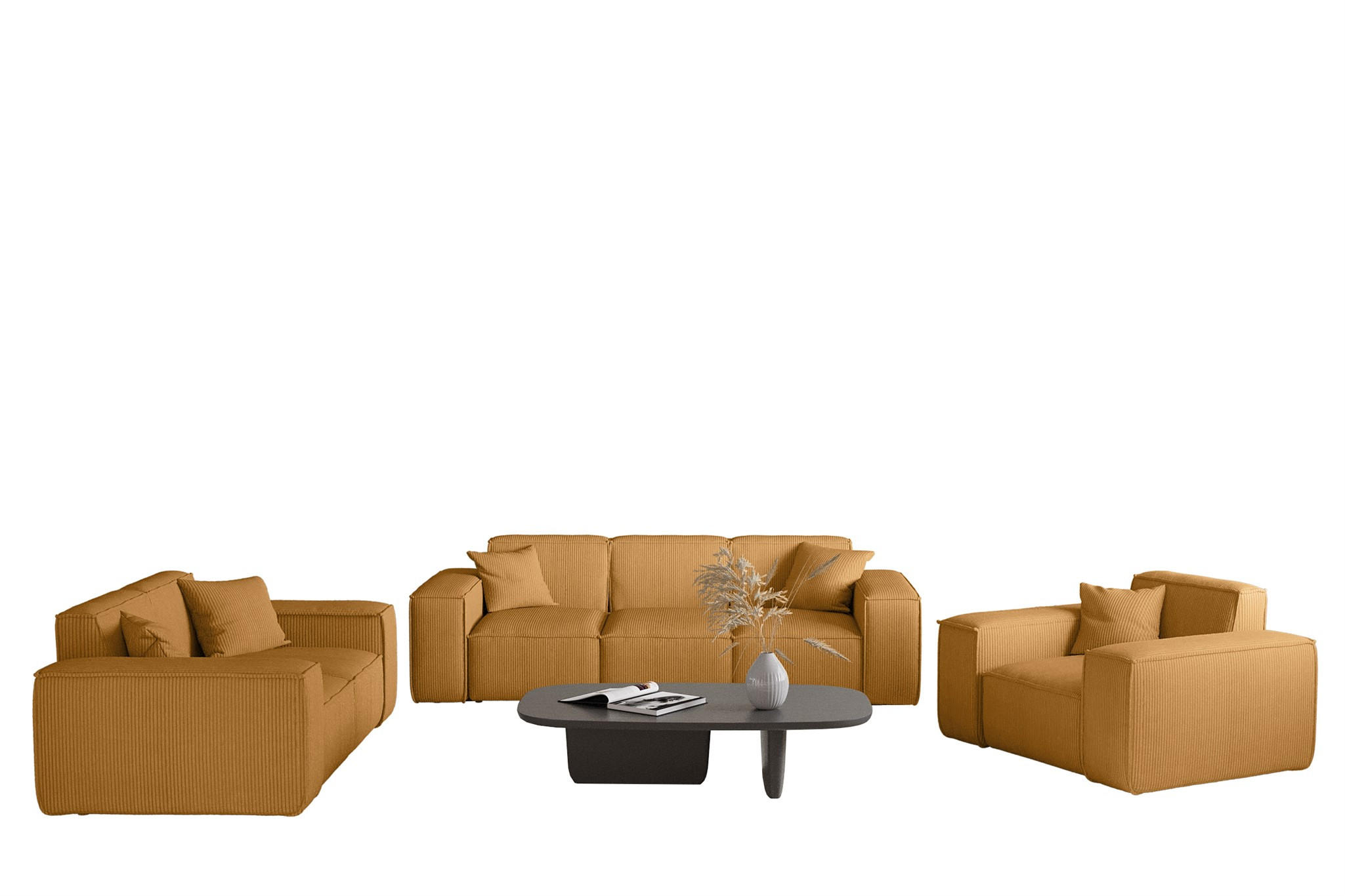 Fun Möbel Sofaset Currygelb 225x73x88 cm