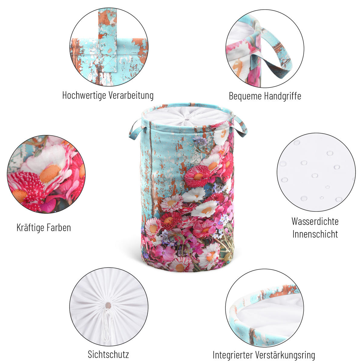 WÄSCHEKORB Spring - Pink, Textil (37/55/55cm) - Sanilo