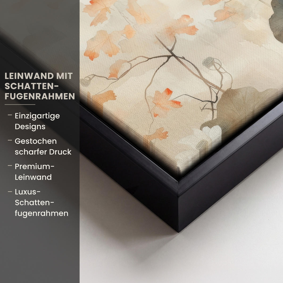 LEINWAND Bilder mit Rahmen - Blumen - Japandi - Wabi sabi - 30x20 - Sandfarben, Textil (30/20cm) - MuchoWow