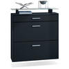 SCHUHSCHRANK Malea Front in Schwarz matt - Schwarz, Holzwerkstoff (89/96/23cm) - Vladon