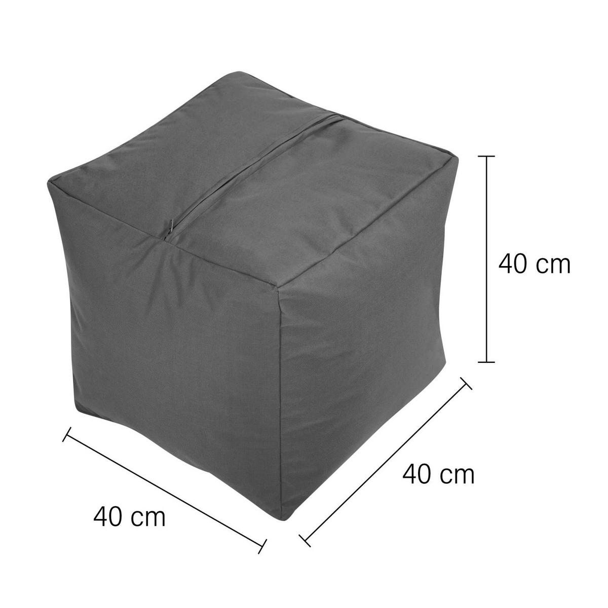 SITZSACK-HOCKER Pouf "Cube" 40x40x40cm - Grau, Textil (40/40/40cm) - Green Bean