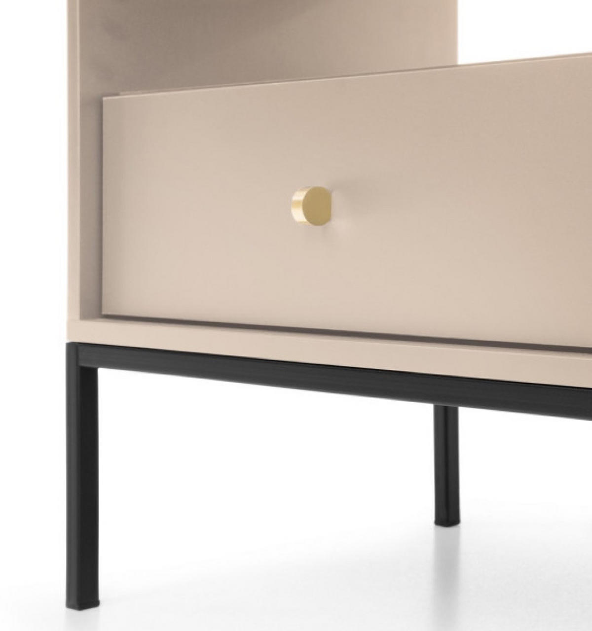 NACHTTISCH Beige MONAKO Mit Schwarzem Gestell - Beige/Schwarz, Holzwerkstoff (53.6/56.2/39cm) - Sepro Meble