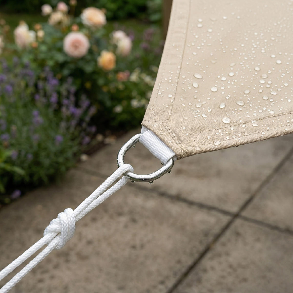 SONNENSEGEL - Beige, Textil/Metall (500/500cm) - Relaxdays