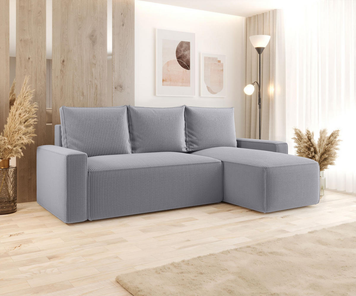 ECKSOFA mit Schlaffunktion SAVIO Poso 55 Rechts - Grau, Textil (232/140cm) - Bedante