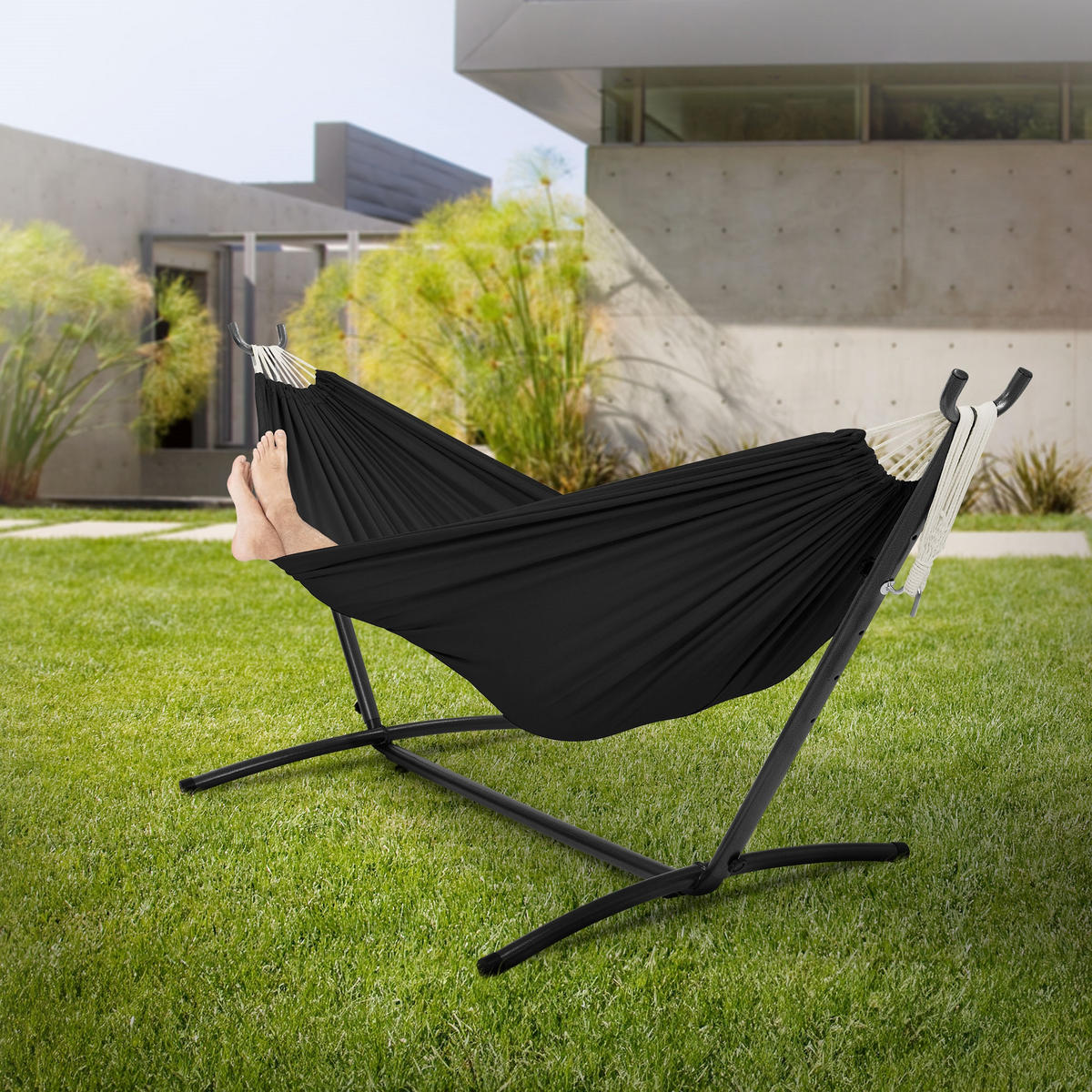 HÄNGEMATTE schwarz - Schwarz, Metall (99/98/255cm) - ML-DESIGN