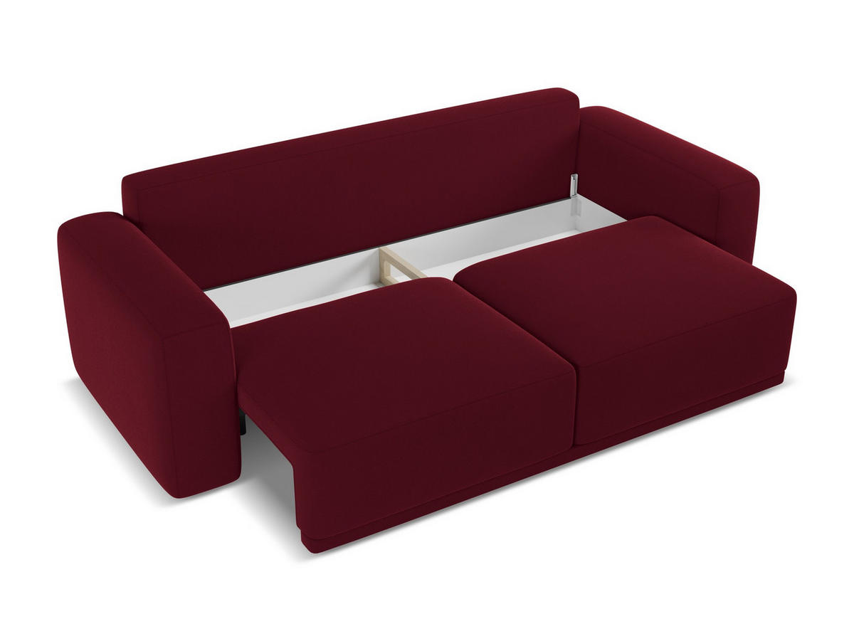 3-SITZER SOFA mit Schlaffunktion Samt Stoff Rot - Bordeaux/Rot, Kunststoff/Textil (242/91/100cm) - Makamii