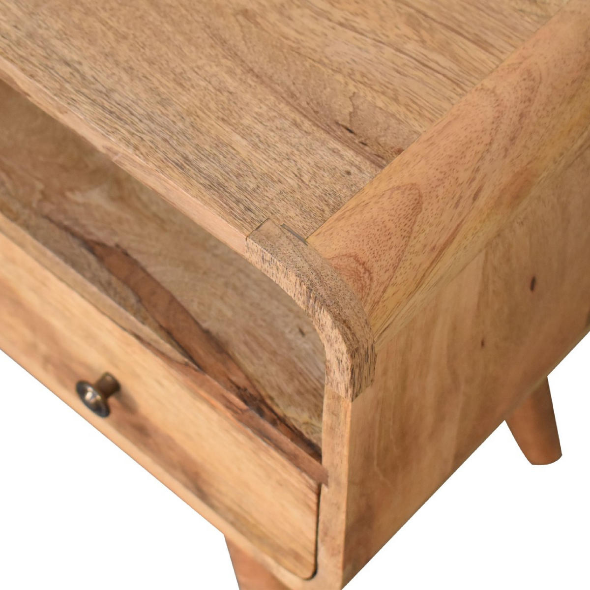 TV-ELEMENT Massives Mangoholz, Eichenholz-Finish 45 x 30 x 60 cm - Messingfarben/Braun, Holz/Metall (60/45/30cm) - Artisan Furniture