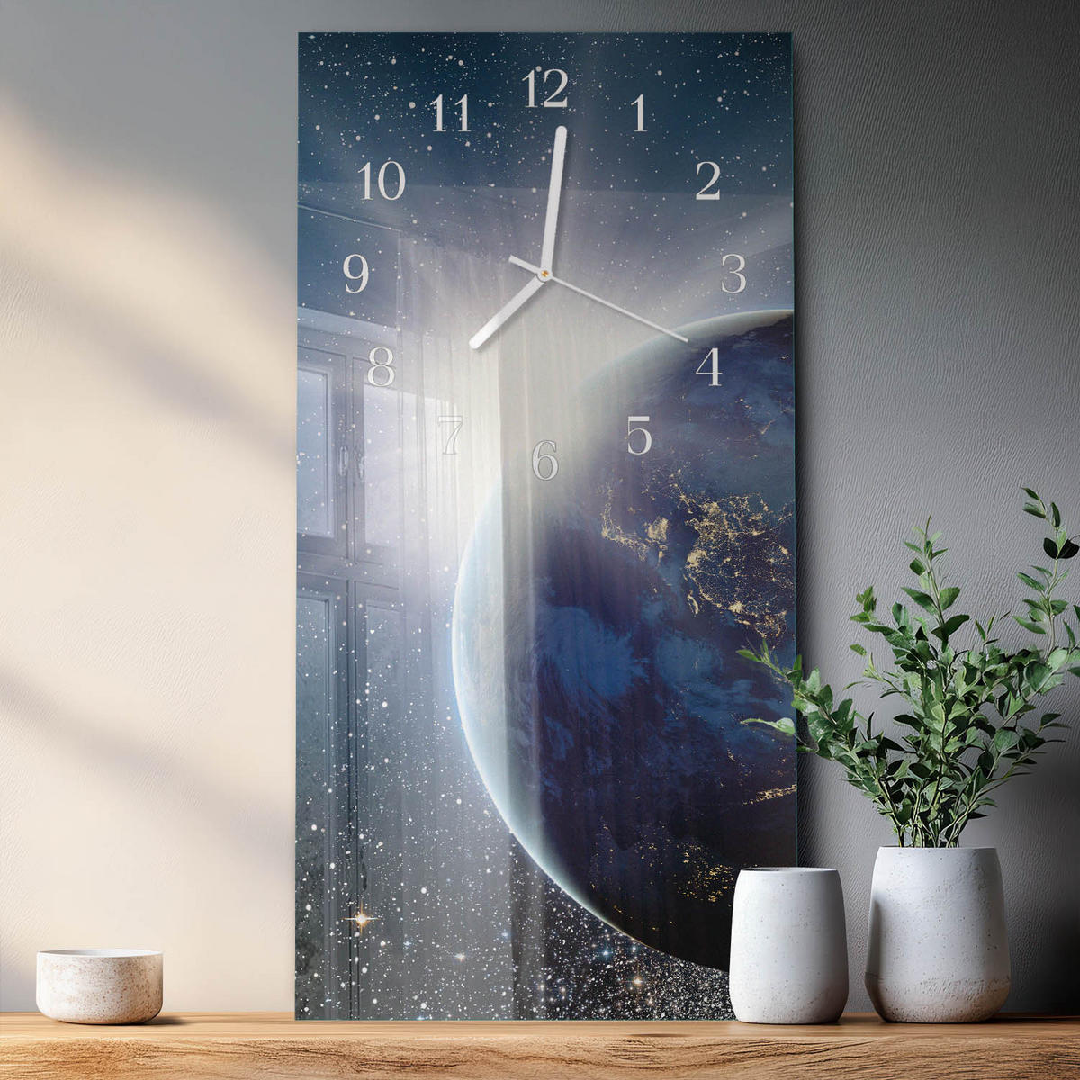 WANDUHR 30x60 cm - Frau - Blau, Glas (30/60/0.4cm) - TULUP