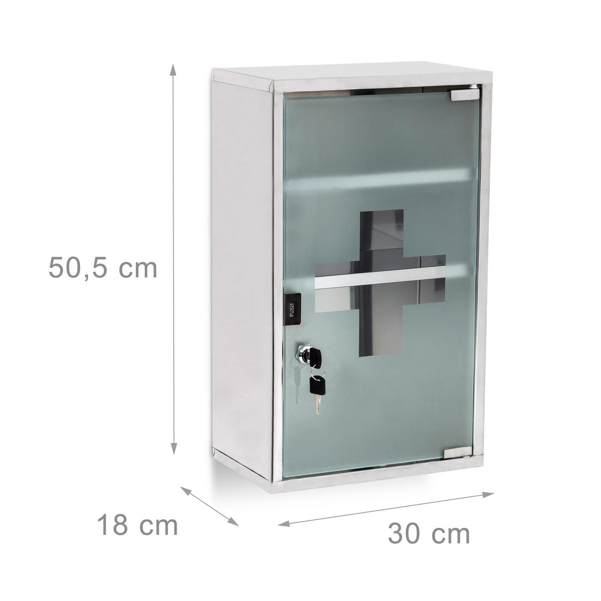 MEDIZINSCHRANK - Multicolor, Glas/Metall (30/50.5/18cm) - Relaxdays