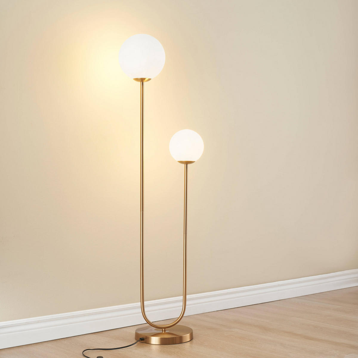 STEHLEUCHTE Ciarella, Gold / Messing, 130cm - Goldfarben, Glas (130/36/130cm) - KOSILUM