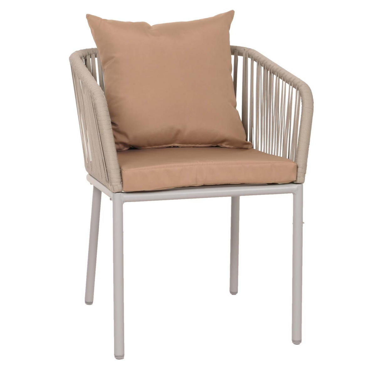 GARTENGARNITUR Tisch+6xStuhl Grau Taupe - Grau, Metall - PROREGAL