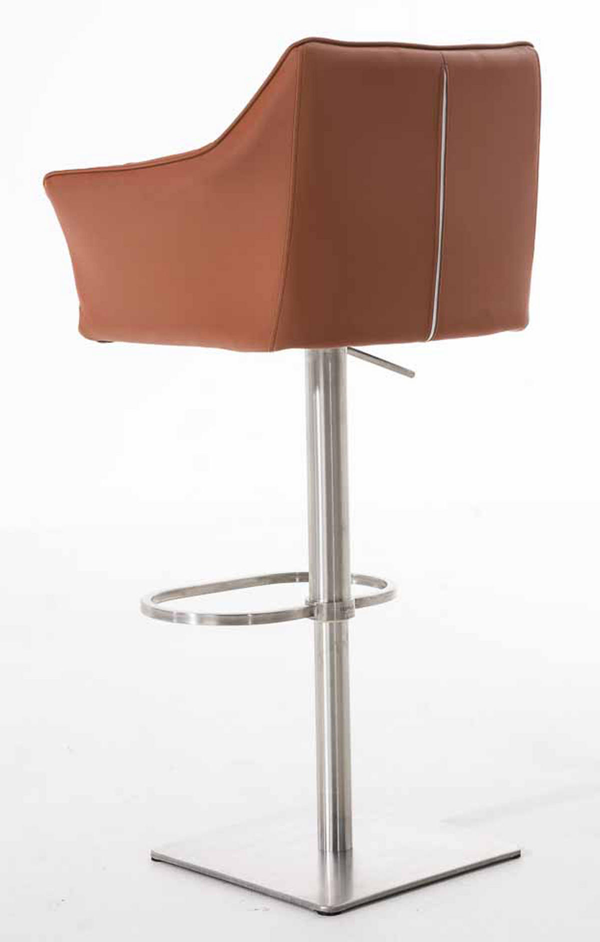 BARHOCKER 2er Set Damaskus Kunstleder edelstahl hellbraun - Edelstahlfarben/Braun, Kunststoff/Metall (64/110/48cm) - TPFLiving
