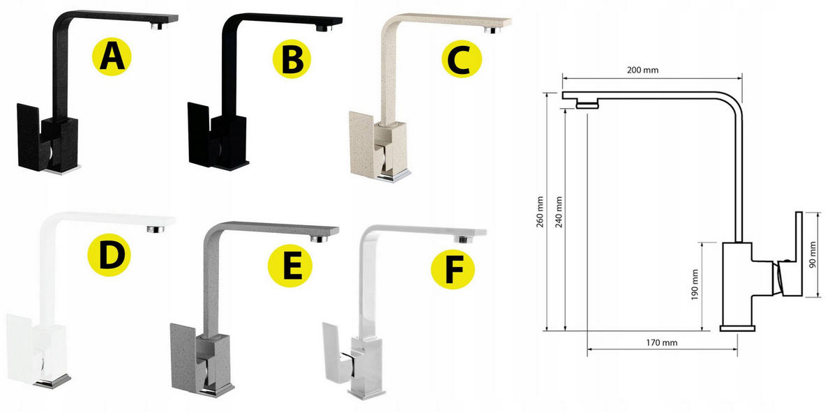 SPÜLBECKEN Best mit Batterie Siphon - Schwarz, Kunststoff/Stein (50/40/18cm) - Granitan