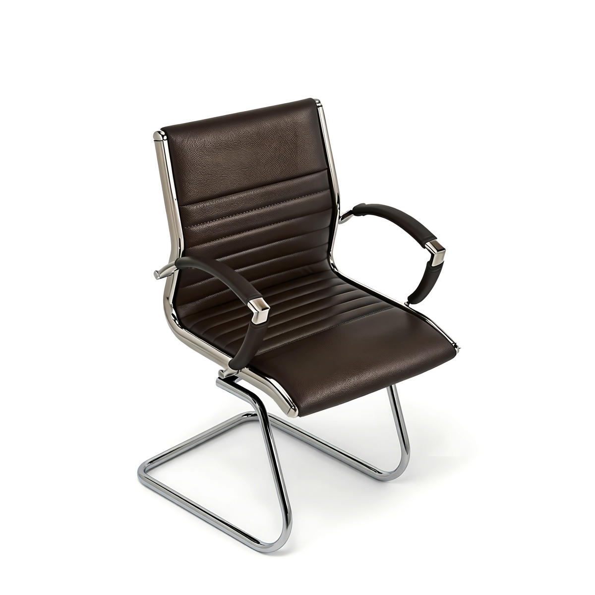 BESUCHERSTUHL Montreal Echtleder Braun – ergonomisch, 150 kg belastbar - Braun, Leder/Metall (60/95/60cm) - Versee