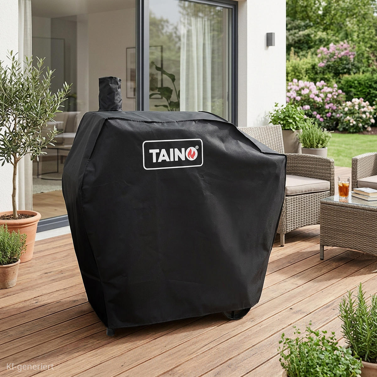 GRILLABDECKHAUBE KAMAYO - Schwarz, Textil (116/116/46cm) - TAINO