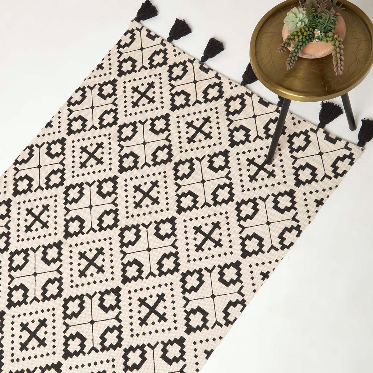 BAUMWOLLTEPPICH Reva gemustert 120/170 cm - Schwarz, Textil (120/170cm) - Homescapes