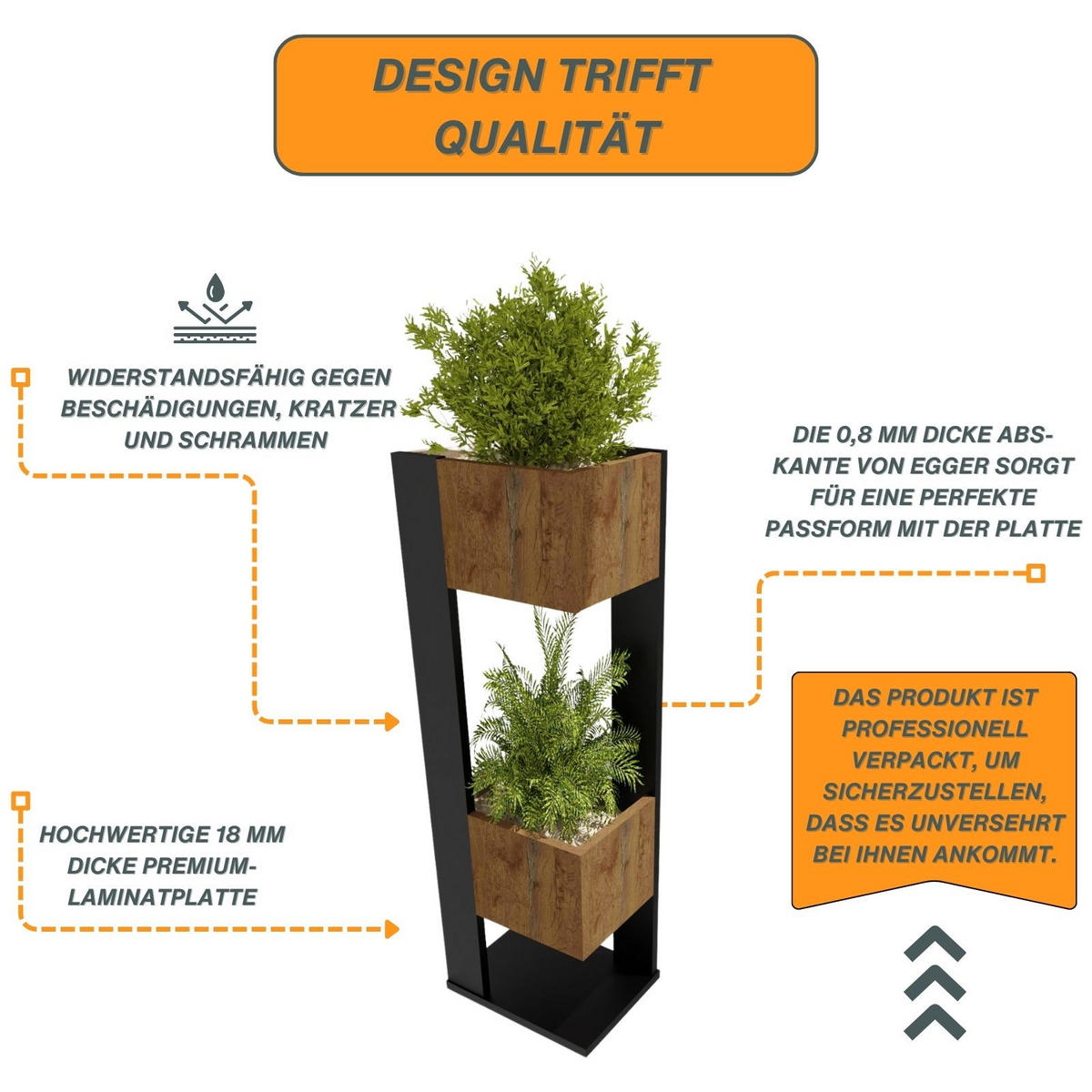 BLUMENSTÄNDER Duo - Nussbaumfarben, Holzwerkstoff (23/98/29cm) - RAUMHIRSCH FURNITURE