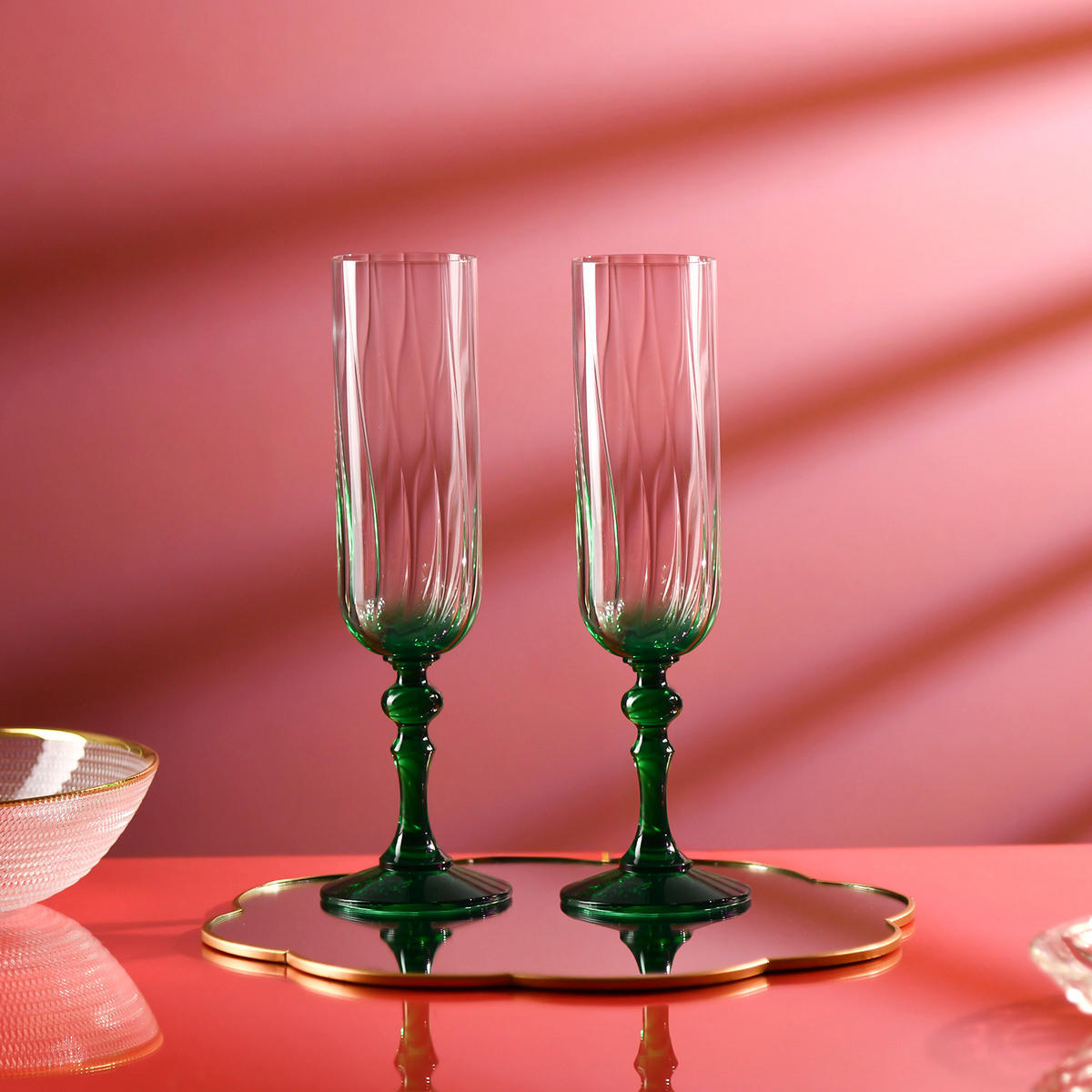 SEKTGLÄSER, 2er-Set, 200 ml - Pastellgrün, Glas (0.2L) - Krosno Glass