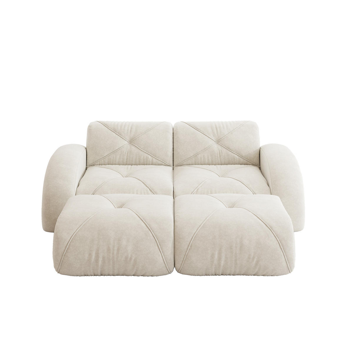 2-SITZER-SOFA DE-34276 mit 2 Hockern Beige - Beige, Textil (171/76/204cm) - ComfortXL