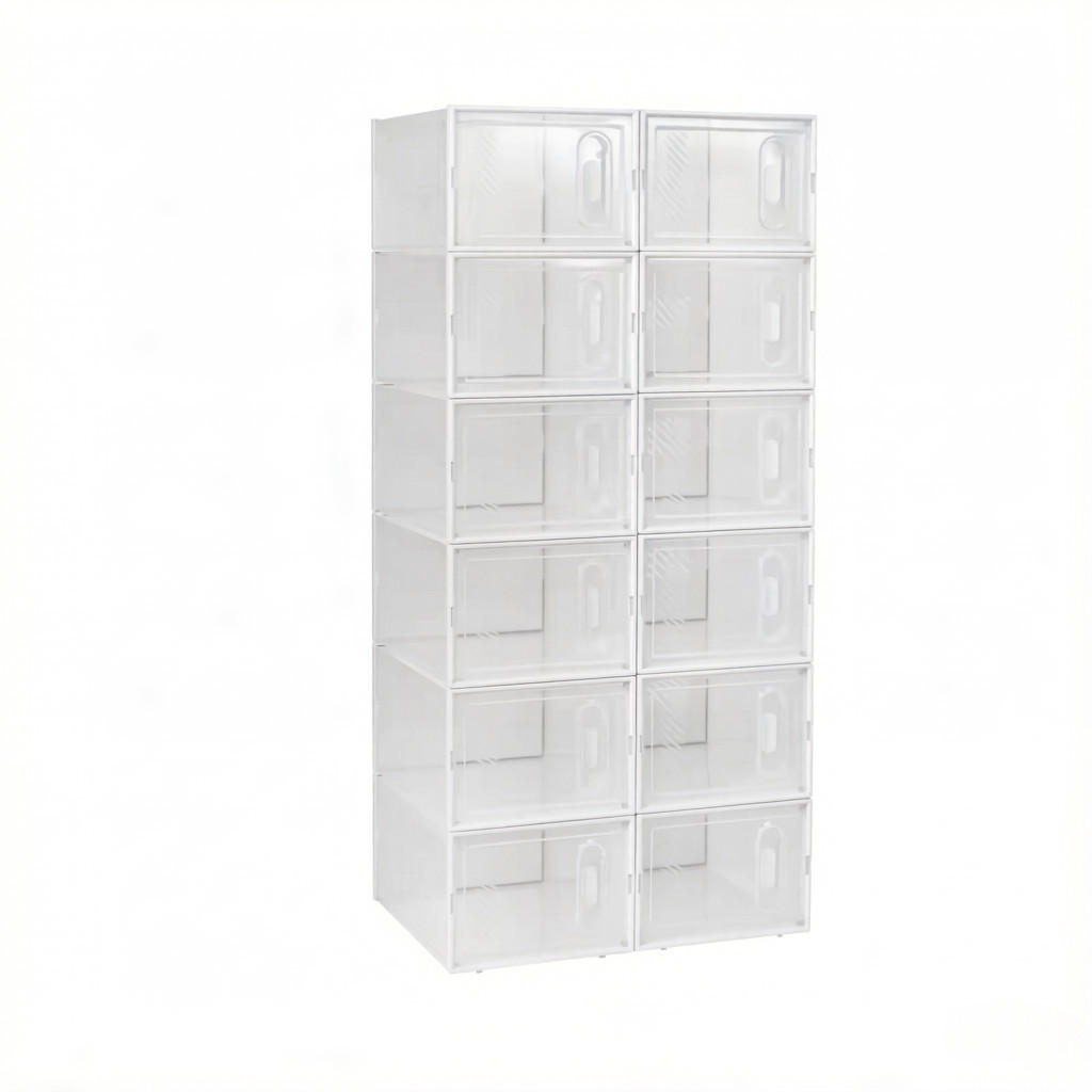 AUFBEWAHRUNGSBOXEN Transparent Weiß 12er-Set 50/35,5/111,5 cm - Transparent, Kunststoff (50/111.5/35.5cm) - PANGIVO