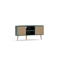 TV-ELEMENT Lesson Silva Rohrgeflecht - Grün, Holzwerkstoff (120/59.8/45cm) - Decorotika