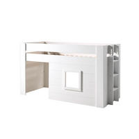 HOCHBETT mit Vorhang Karola 215x120x96 aus MDF in Weiß - Weiß, Holzwerkstoff (90/200cm) - 58aufmkessel