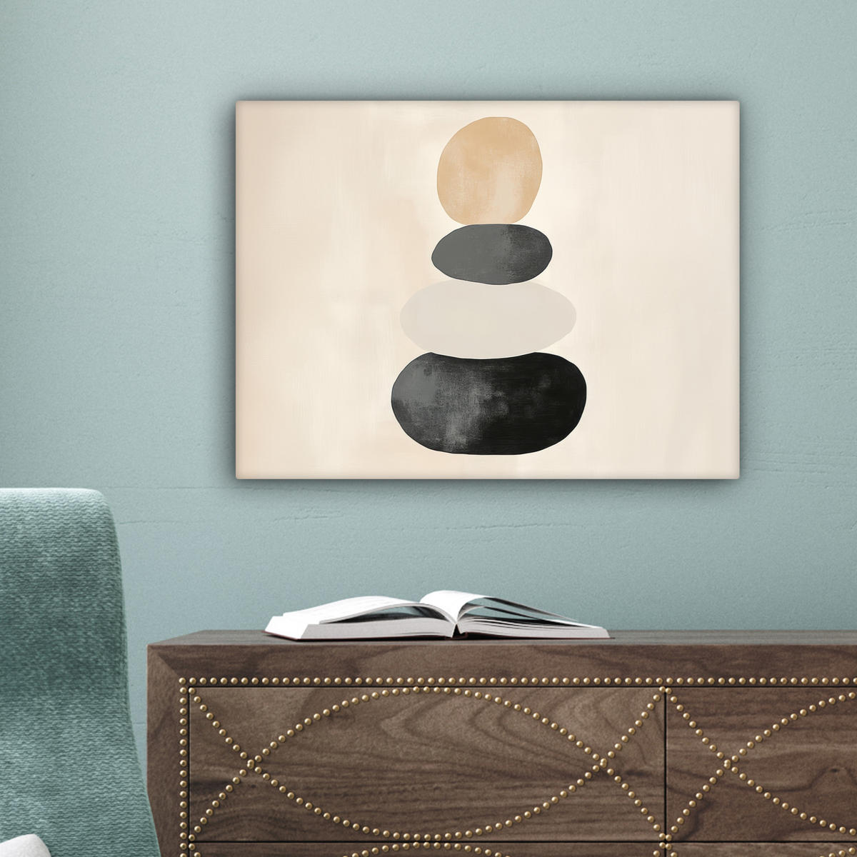 LEINWANDBILD Japandi - Wabi sabi - Beige 40x30 cm - Taupe, Textil (40/30cm) - MuchoWow