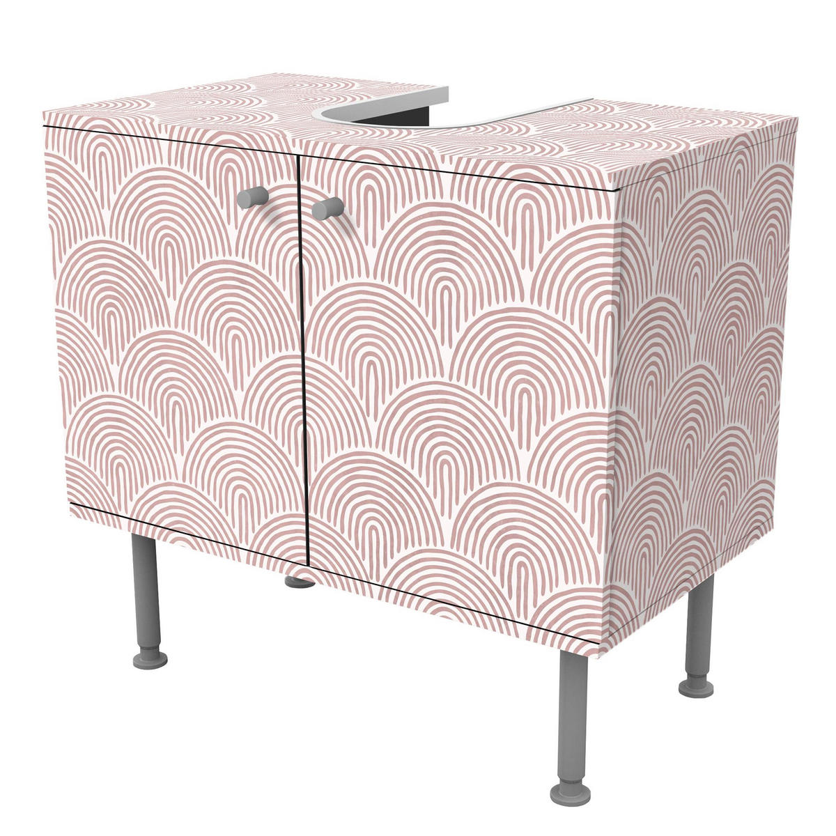 WASCHBECKENUNTERSCHRANK Boho Bogen Muster Rosa 60/55/35 cm - Rosa, Holzwerkstoff (60/55/35cm) - Bilderwelten