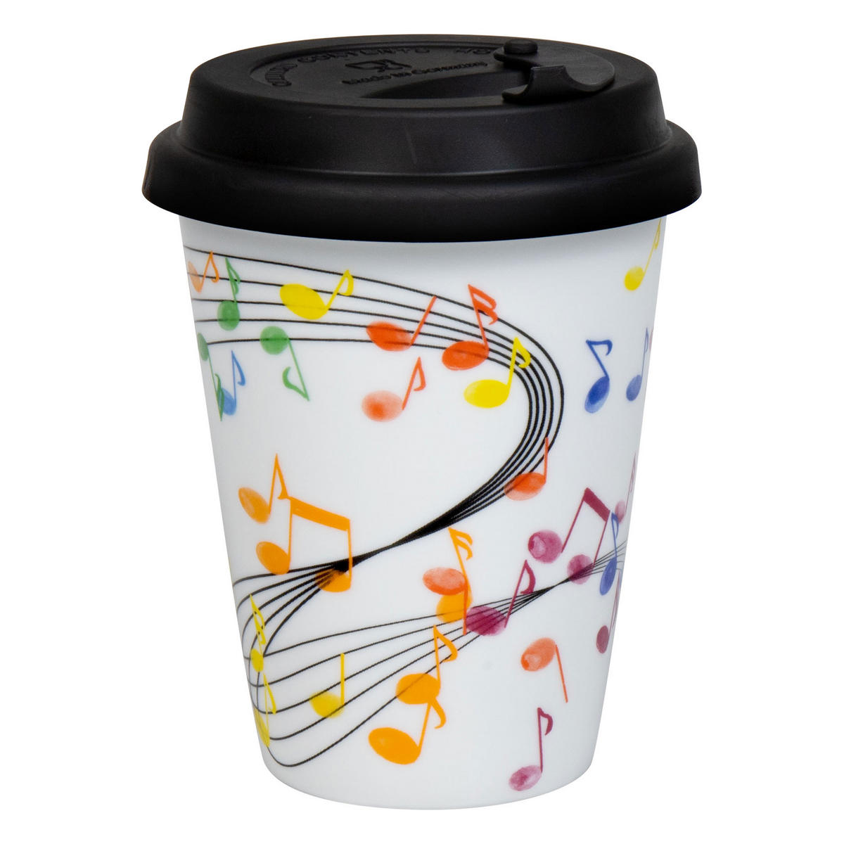 KAFFEEBECHER ToGo Flying Notes mit Deckel - Naturfarben, Keramik (0.38L) - Könitz