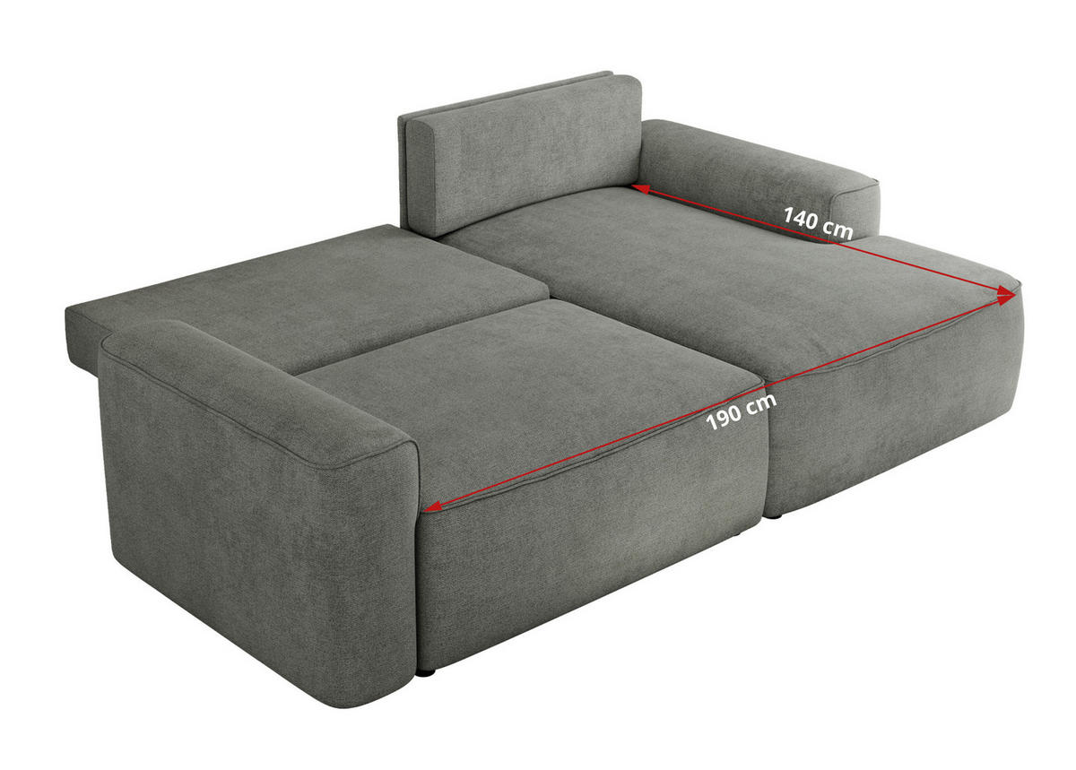 ECKSOFA BELLUNO L Grau Strukture - Links - Schwarz/Grau, Textil (144/233cm) - MKS