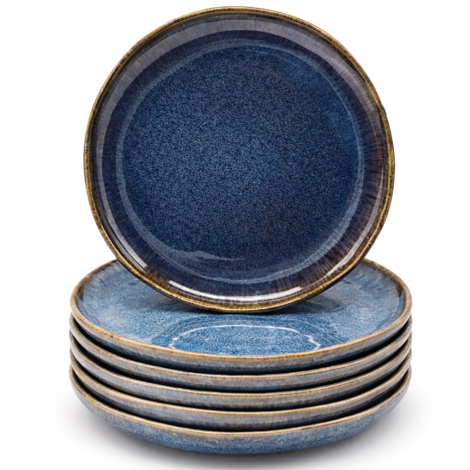 FRÜHSTÜCKSTELLER 6er-Set Keramik Blau 21,7 cm - Blaugrau, Keramik (21.7/1.5/21.7cm) - Quality Elegance