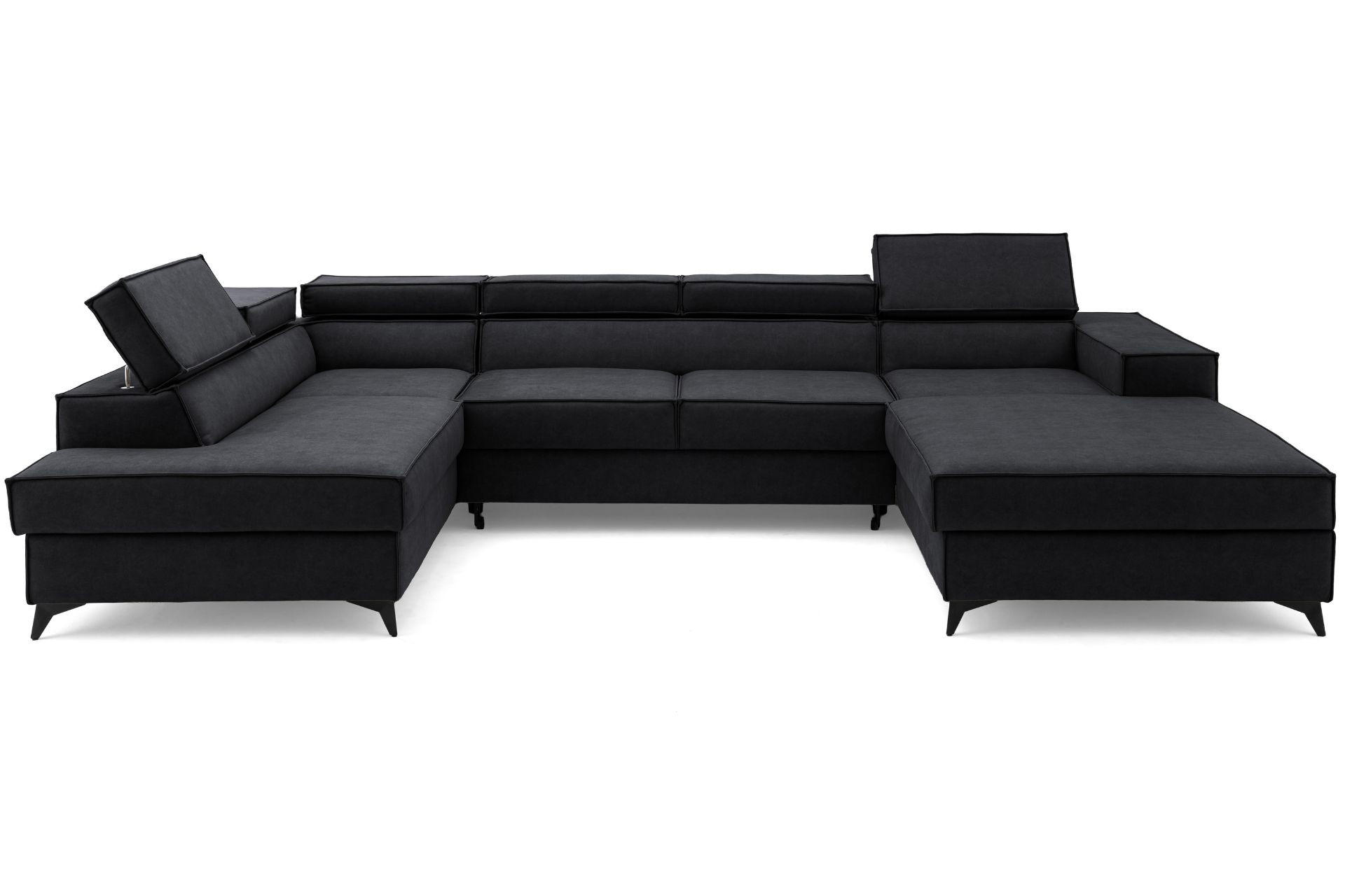 ECKSOFA PURE U Links mit Schlaffunktion 127x270 Velours Graphit - Graphitfarben/Schwarz, Holz/Textil (340/204cm) - Muffo