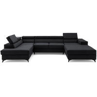 ECKSOFA PURE U Links mit Schlaffunktion 127x270 Velours Graphit - Graphitfarben/Schwarz, Holz/Textil (340/204cm) - Muffo