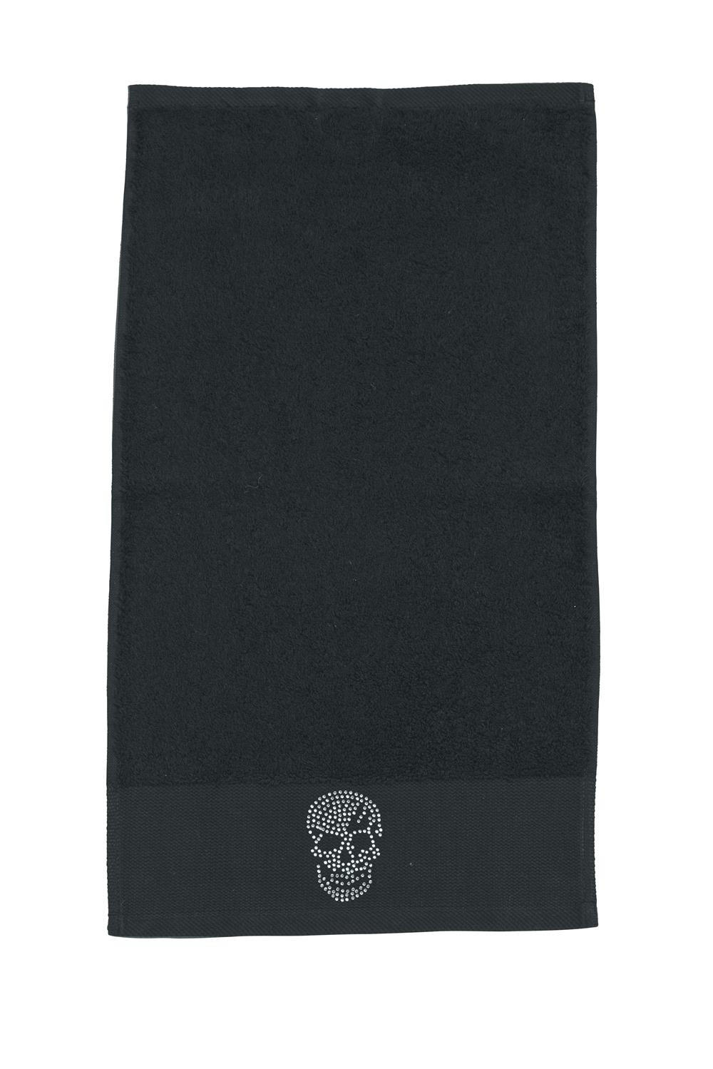 GÄSTEHANDTÜCHER Black Line Stone Skull schwarz 2er Set - Schwarz, Textil (30/50cm) - done
