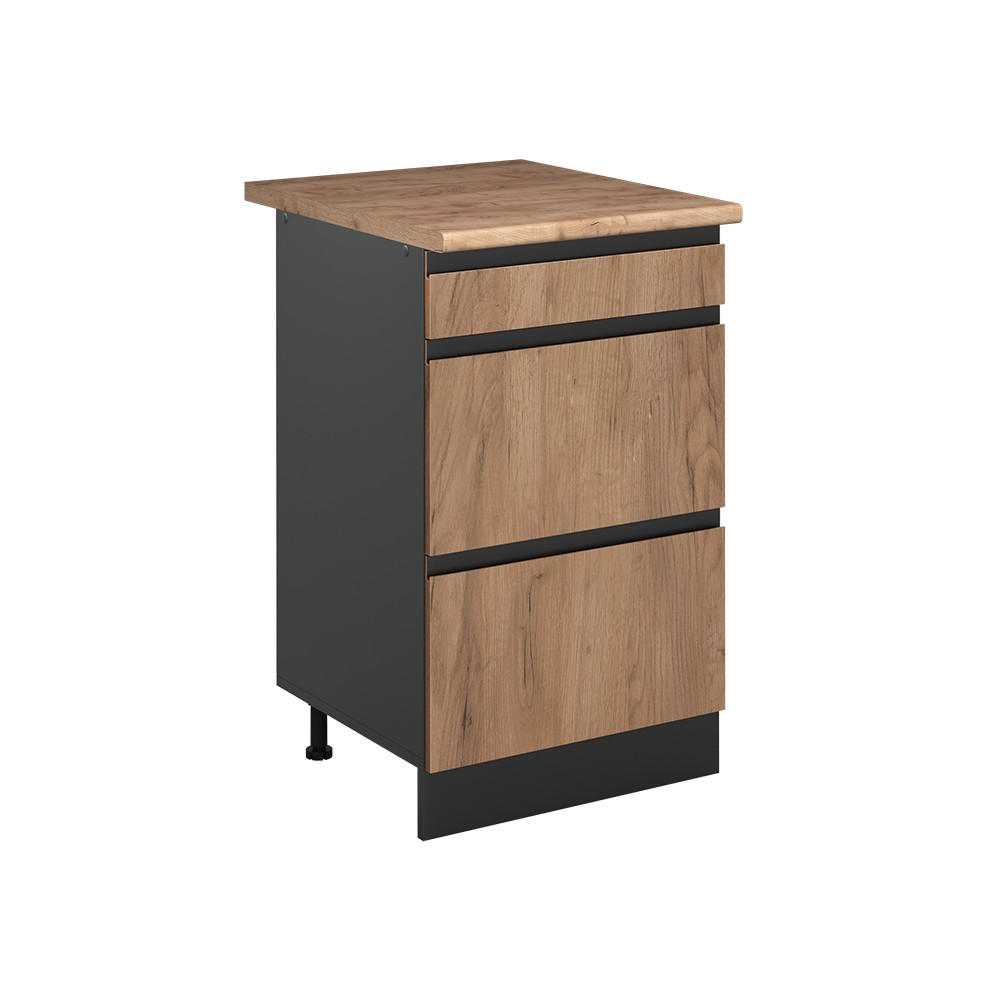 KÖKSUNDERSKÅP R-Line, Goldkraft ek/antracit, 50 cm Auksinis ąžuolas stalviršis Honungsek, Antracit 81.6/50/60 cm