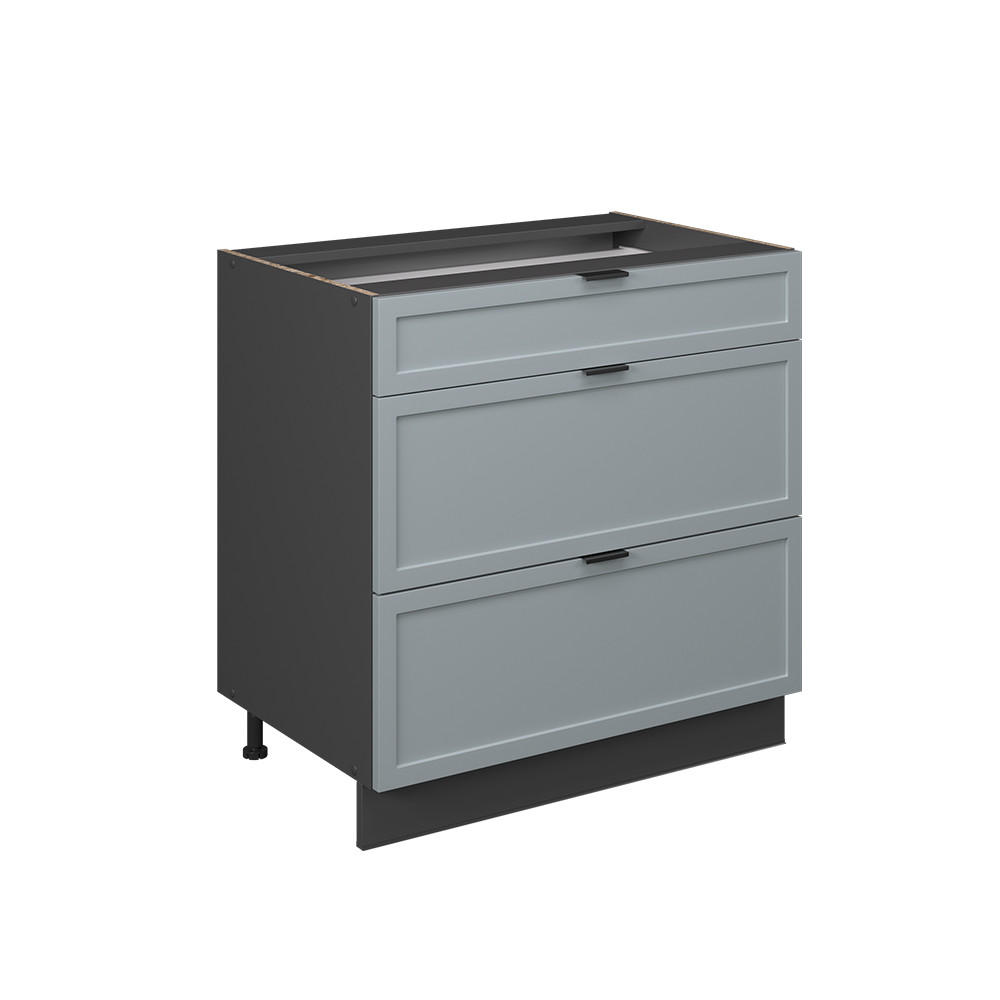 KÜCHENUNTERSCHRANK Fame-Line Hellblau-grau 80 cm mit 3 Schubladen ohne AP - Anthrazit/Blaugrau, Holzwerkstoff (80/82/51.6cm) - Vicco
